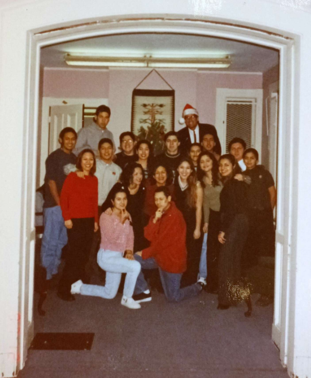 Group photo at La Casa's Christmas celebration, 1997